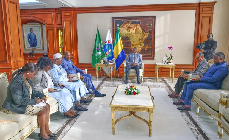 Nouhoum Sangar&eacute; re&ccedil;u en audience par S.E. Brice Clotaire Oligui Nguema