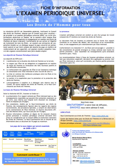 Fiche d'information sur l'examen p&eacute;riodique universel